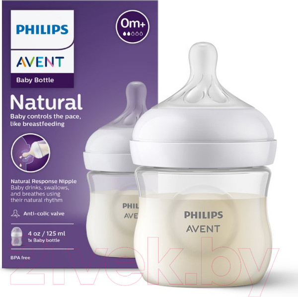Изображение товара Молокоотсос ручной Philips AVENT С контейнерами и бутылочкой / F24001 (125мл)