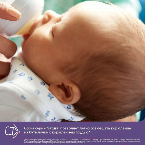 Изображение товара Молокоотсос ручной Philips AVENT С контейнерами и бутылочкой / F24001 (125мл)