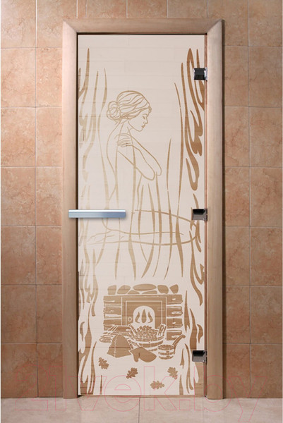 Изображение товара Стеклянная дверь для бани/сауны Doorwood Волшебный пар 70x190 / DW01498 (сатин)