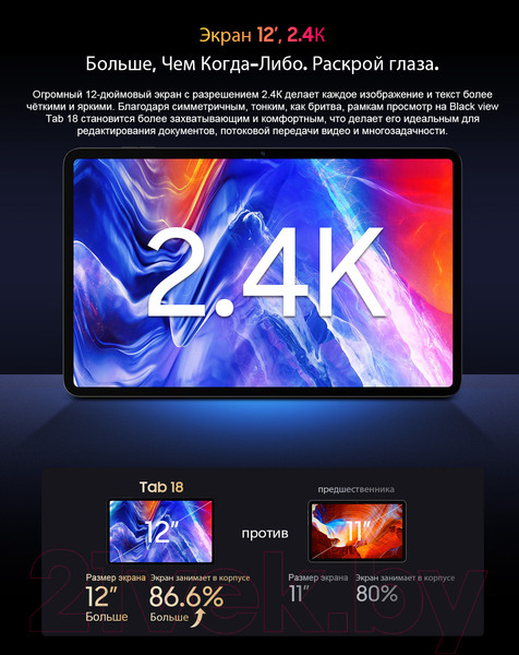 Изображение товара Планшет Blackview Tab 18 8GB/256GB LTE / TAB 18_GB8 (голубой ледник)