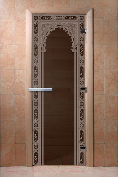 Изображение товара Стеклянная дверь для бани/сауны Doorwood Восточная арка 70x190 / DW03357 (графит)
