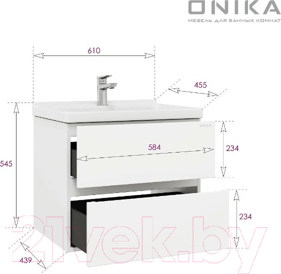 Изображение товара Тумба под умывальник Onika Эвада 60 (106156)