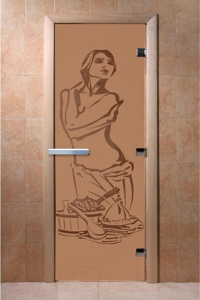 Изображение товара Стеклянная дверь для бани/сауны Doorwood Искушение 80x200 / DW00098 (бронза матовый)