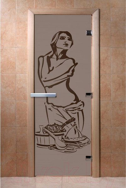 Изображение товара Стеклянная дверь для бани/сауны Doorwood Искушение 70x190 / DW03436 (графит матовый)