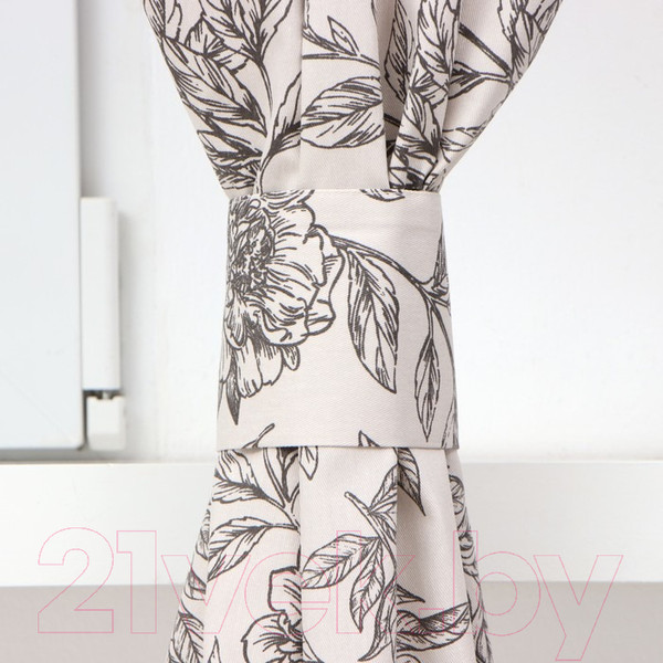 Изображение товара Комплект штор Этель Black Flowers / 10283368 (149x180, 2шт, с подхватами)