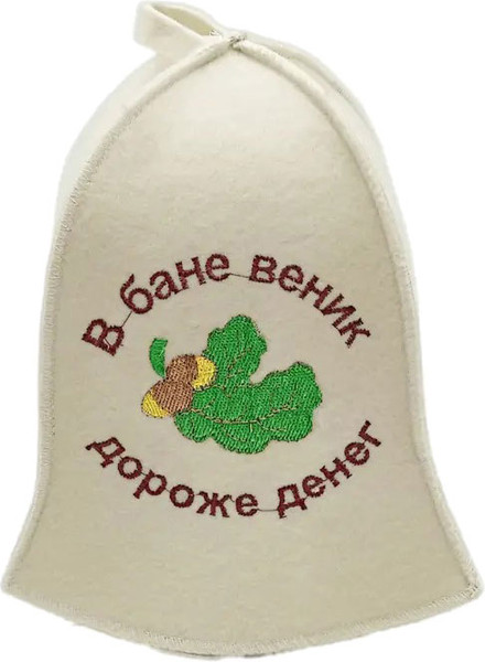 Изображение товара Шапка для бани Бацькина баня В бане веник дороже денег 10018