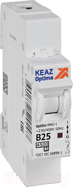 Изображение товара Выключатель автоматический КЭАЗ OptiDin BM63-1B25-4.5-УХЛ3 / 329503