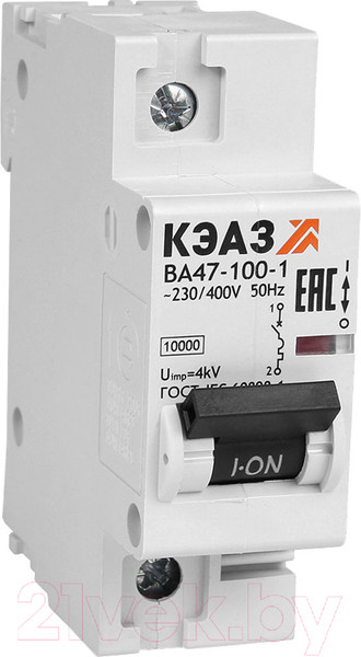 Изображение товара Выключатель автоматический КЭАЗ ВА47-100-1C125-УХЛ3 (10кА) / 318167