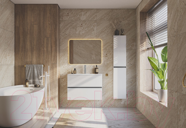 Изображение товара Шкаф-пенал для ванной ЗОВ Лира 150 / LP150MW0MWGVA (белый глянец)