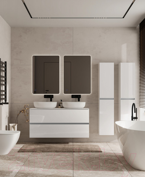 Изображение товара Шкаф-пенал для ванной ЗОВ Лира 150 / LP150MW0MWGVA (белый глянец)