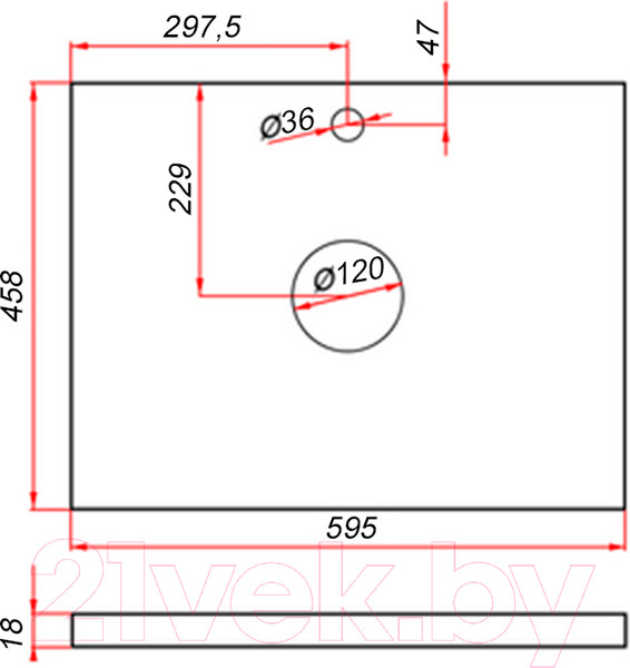 Изображение товара Столешница для тумбы в ванную ЗОВ CLDSP18W595458C2 (белый)