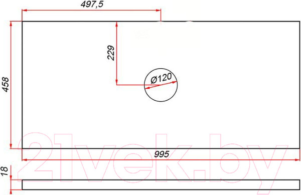 Изображение товара Столешница для тумбы в ванную ЗОВ CLDSP18W995458C1 (белый)