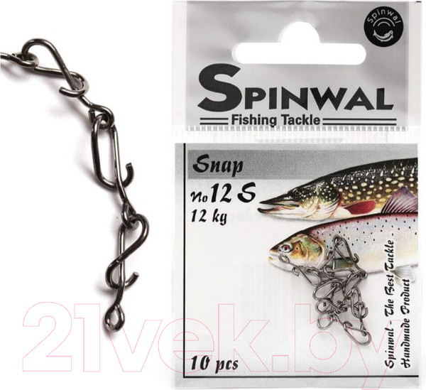 Изображение товара Набор застежек рыболовных Spinwal Snap Size 12S 12kg / 116495 (10шт)