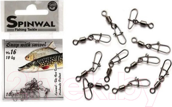 Изображение товара Набор вертлюгов рыболовных Spinwal Snap With Swivel Size 16 / 116514 (10шт)