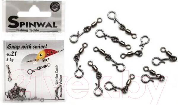 Изображение товара Набор вертлюгов рыболовных Spinwal Snap With Swivel Size 21 / 116490 (10шт)
