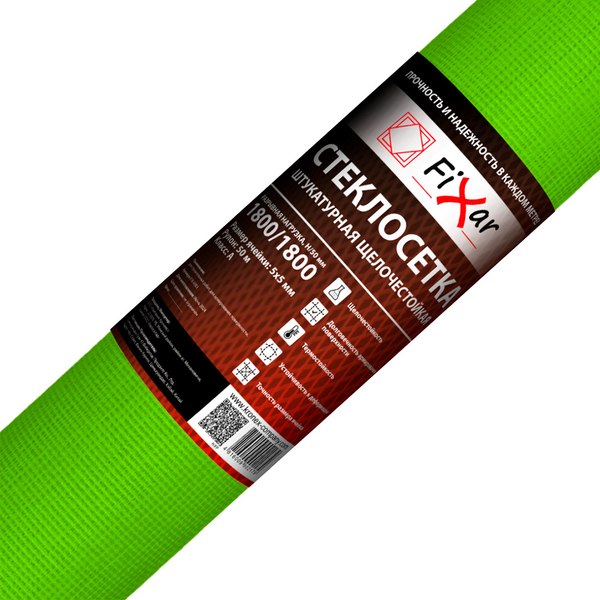 Изображение товара Стеклосетка Fixar Штукатурная CCШ-160 5x5мм / FIX-0003 (1x50м, ультразеленый)