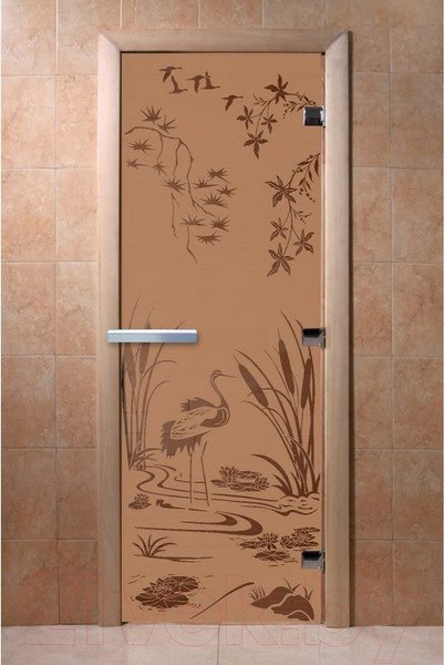 Изображение товара Стеклянная дверь для бани/сауны Doorwood Камышовый рай 70x190 / DW01829 (бронза матовый)