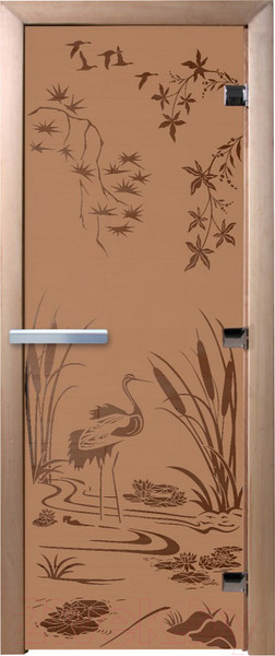 Изображение товара Стеклянная дверь для бани/сауны Doorwood Камышовый рай 70x190 / DW01829 (бронза матовый)