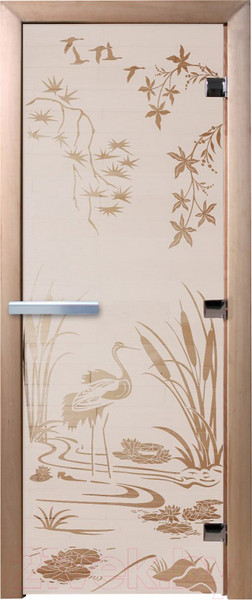 Изображение товара Стеклянная дверь для бани/сауны Doorwood Камышовый рай 80x200 / DW01827 (сатин)