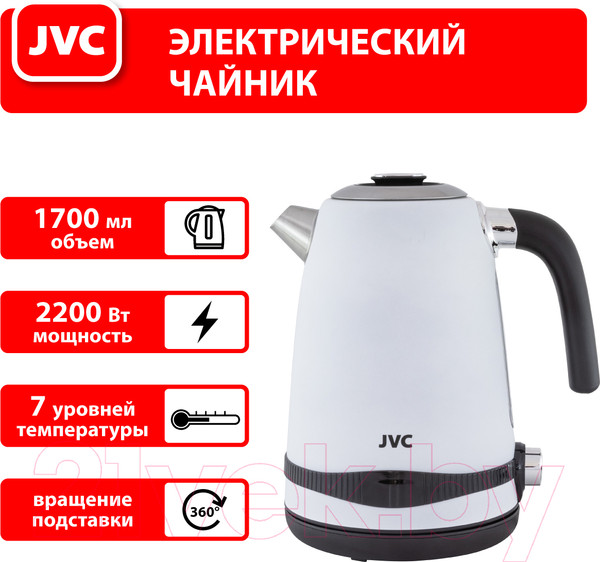 Изображение товара Электрочайник JVC JK-KE1730 (белый)