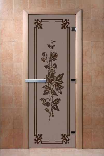 Изображение товара Стеклянная дверь для бани/сауны Doorwood Розы 70x190 / DW03394 (графит матовый)