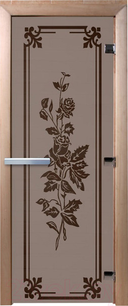 Изображение товара Стеклянная дверь для бани/сауны Doorwood Розы 70x190 / DW03394 (графит матовый)