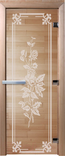 Изображение товара Стеклянная дверь для бани/сауны Doorwood Розы 70x190 / DW01322 (прозрачный)