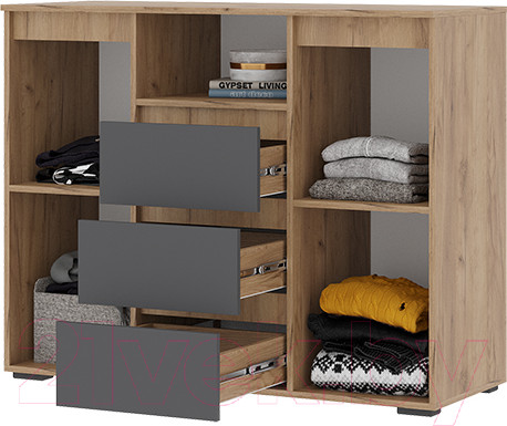 Изображение товара Тумба Стендмебель Хелен КМ 01 1202 (серый графит 0162/дуб крафт золотой)