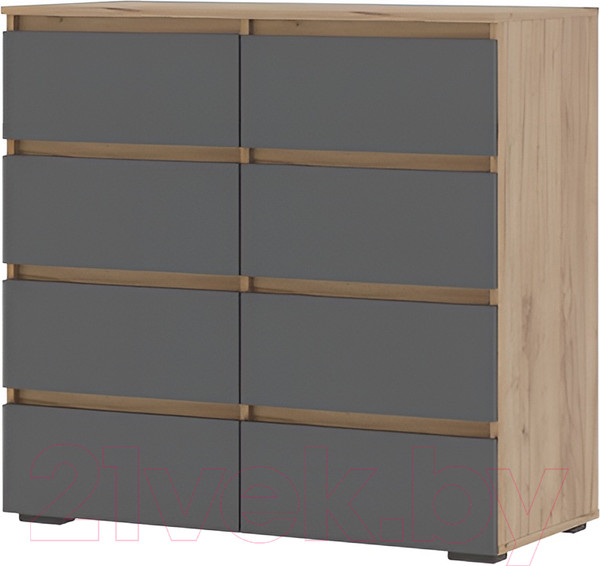 Изображение товара Комод Стендмебель Хелен КМ 04 8 ящиков (графит серый 0162/дуб крафт золотой)