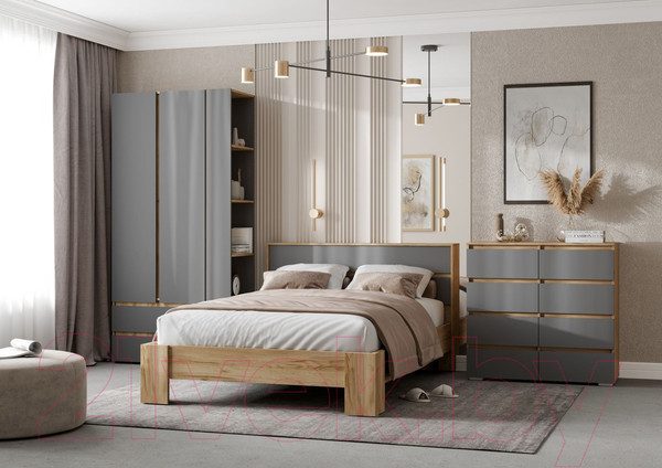 Изображение товара Комод Стендмебель Хелен КМ 04 8 ящиков (графит серый 0162/дуб крафт золотой)