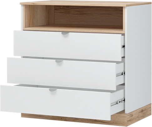 Изображение товара Комод Стендмебель Юкки КМ 3Я 900 3 ящика (белый/дуб делано)