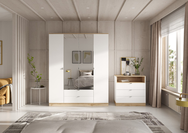 Изображение товара Комод Стендмебель Юкки КМ 3Я 900 3 ящика (белый/дуб делано)