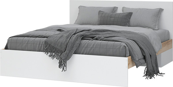 Изображение товара Двуспальная кровать Стендмебель Юкки КР 1600 160x200 (белый/дуб делано)