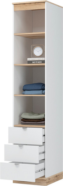 Изображение товара Стеллаж Стендмебель Юкки ПО 3Я 450 Открытый (белый/дуб делано)