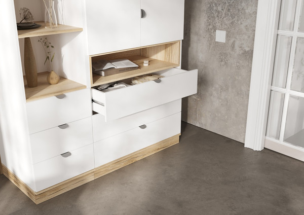 Изображение товара Стеллаж Стендмебель Юкки ПО 3Я 450 Открытый (белый/дуб делано)