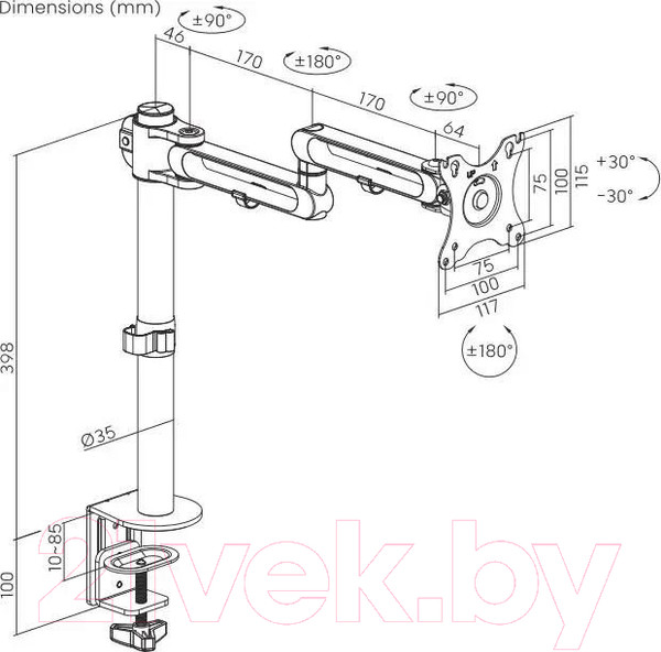 Изображение товара Кронштейн для монитора Ultramounts UM736 (черный)