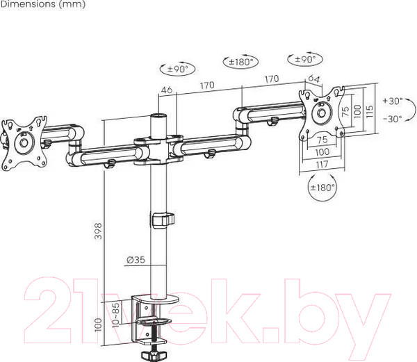 Изображение товара Кронштейн для монитора Ultramounts UM737 (черный)