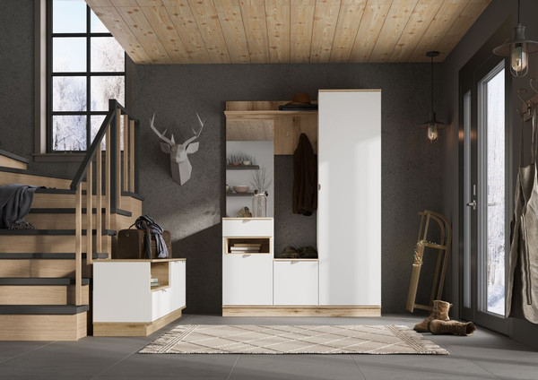 Изображение товара Секция в прихожую Стендмебель Юкки ПР 1400 (белый/дуб делано)