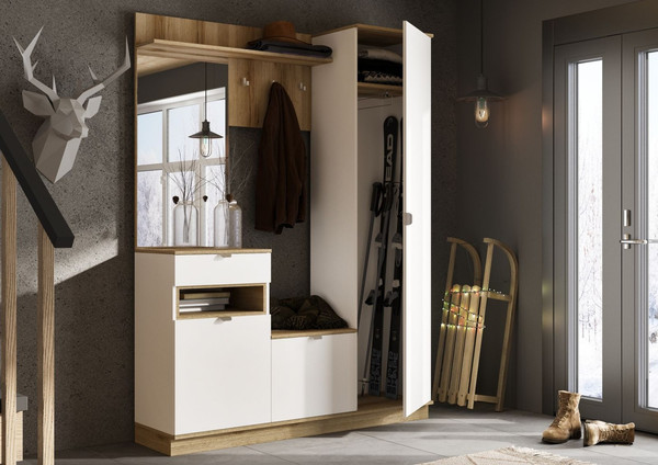 Изображение товара Секция в прихожую Стендмебель Юкки ПР 1400 (белый/дуб делано)