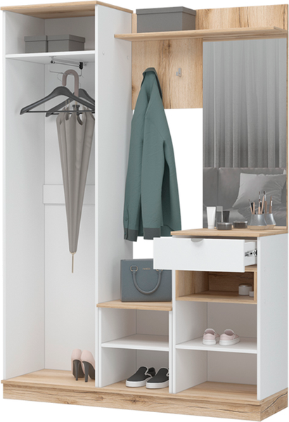 Изображение товара Секция в прихожую Стендмебель Юкки ПР 1400 (белый/дуб делано)