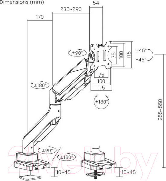 Изображение товара Кронштейн для монитора Ultramounts UM717 (серебристый)