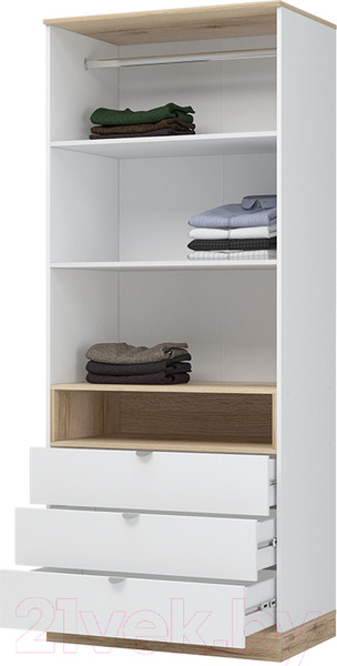 Изображение товара Шкаф Стендмебель Юкки ШК 3Я 900 2х створчатый (белый/дуб делано)