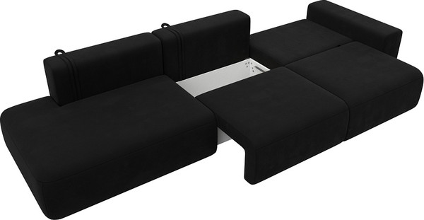 Изображение товара Диван Лига Диванов Лига-036 Модерн Лонг подлокотник справа / 121348 (микровельвет черный)
