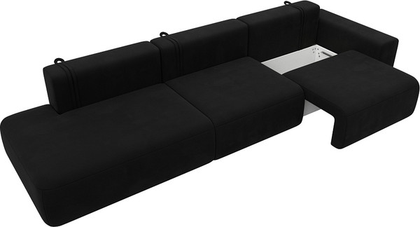 Изображение товара Диван Лига Диванов Лига-036 Модерн Лонг подлокотник справа / 121348 (микровельвет черный)