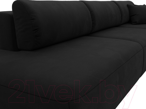 Изображение товара Диван Лига Диванов Лига-036 Модерн Лонг подлокотник справа / 121348 (микровельвет черный)