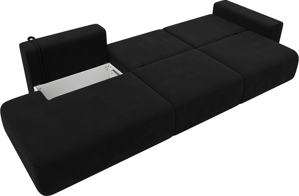 Изображение товара Диван Лига Диванов Лига-036 Модерн Лонг подлокотник справа / 121348 (микровельвет черный)