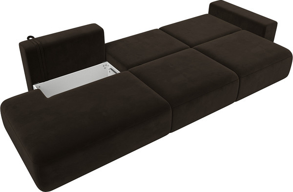 Изображение товара Диван Лига Диванов Лига-036 Модерн Лонг подлокотник справа / 121349 (микровельвет коричневый)