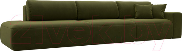 Изображение товара Диван Лига Диванов Лига-036 Модерн Лонг подлокотник справа / 121351 (микровельвет зеленый)