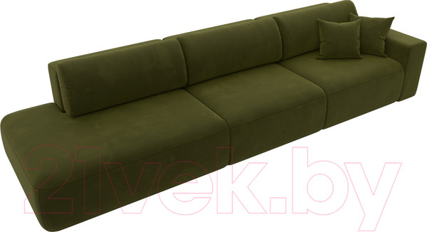 Изображение товара Диван Лига Диванов Лига-036 Модерн Лонг подлокотник справа / 121351 (микровельвет зеленый)