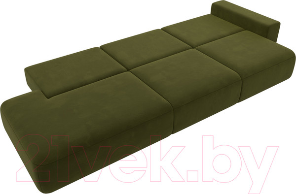 Изображение товара Диван Лига Диванов Лига-036 Модерн Лонг подлокотник справа / 121351 (микровельвет зеленый)